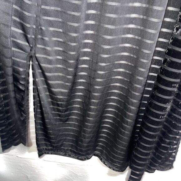 NWT Black Velvet Longline Duster Cardigan Size L Stripes LuLaRoe "Janet" - Picture 4 of 9